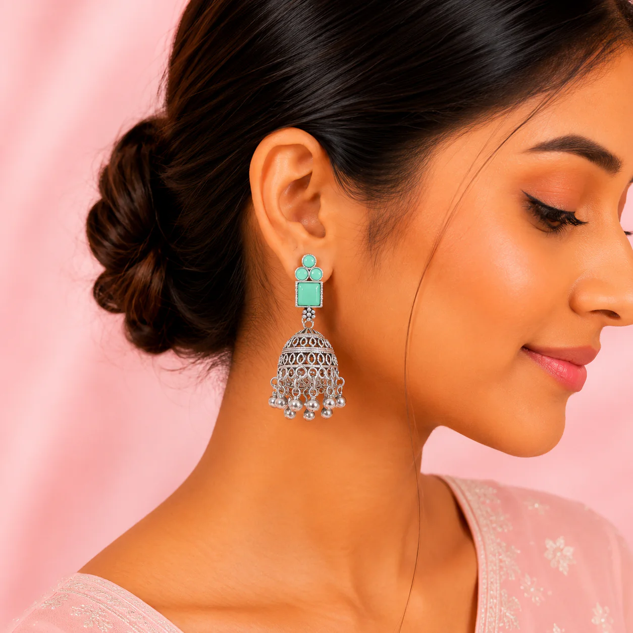 12 Designer Colorful Jhumkas Mirror Box - Image 12