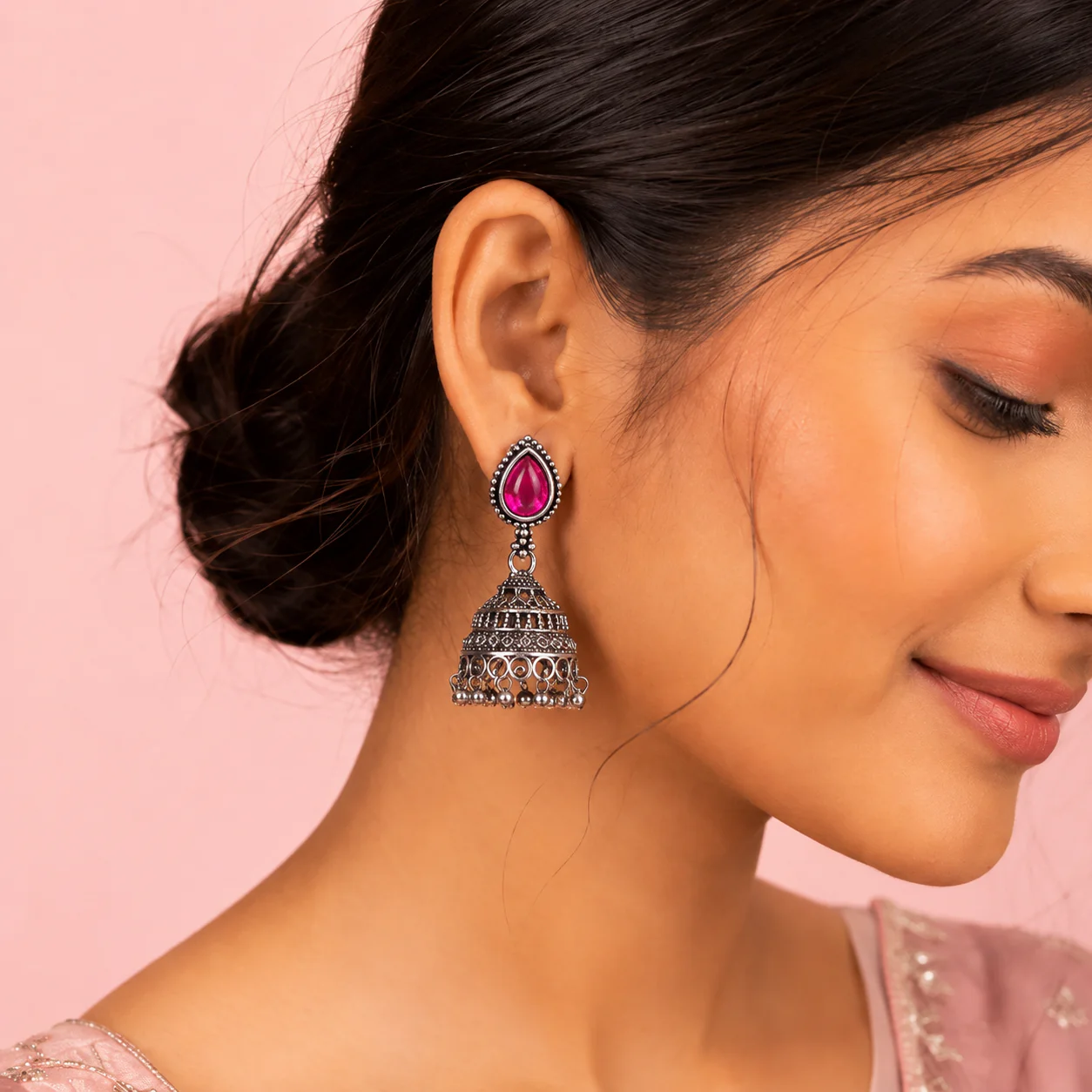 12 Designer Colorful Jhumkas Mirror Box - Image 15