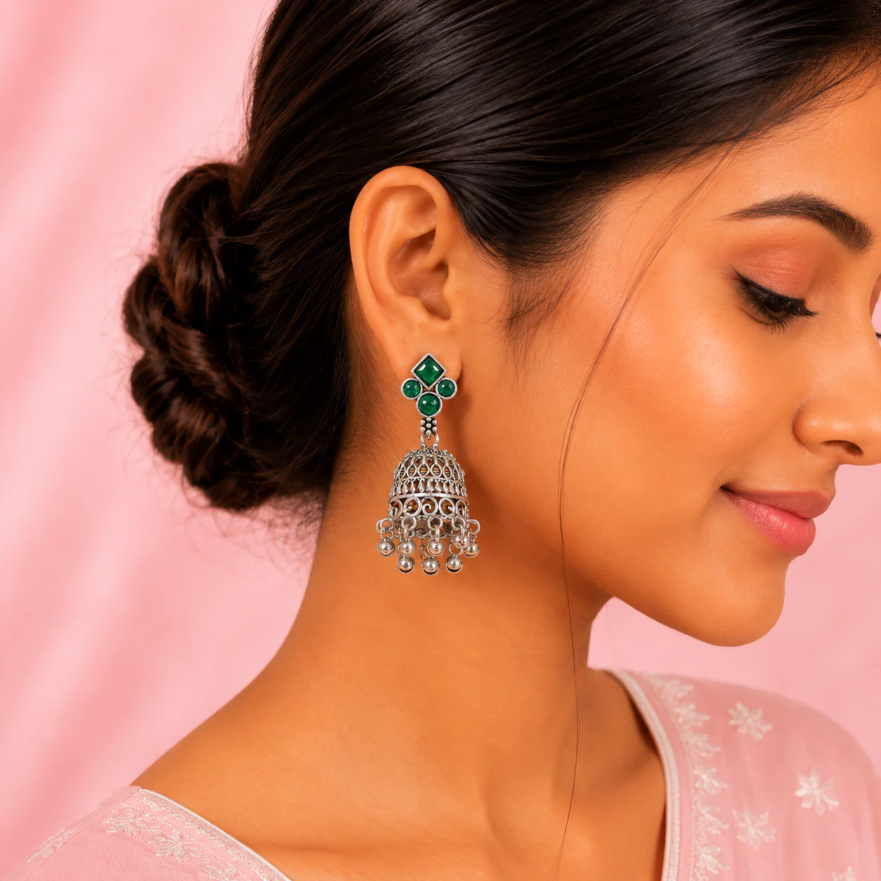 12 Designer Colorful Jhumkas Mirror Box - Image 16