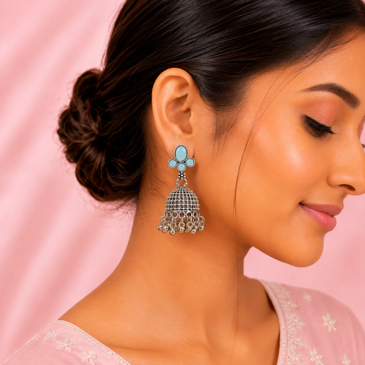 12 Designer Colorful Jhumkas Mirror Box - Image 17