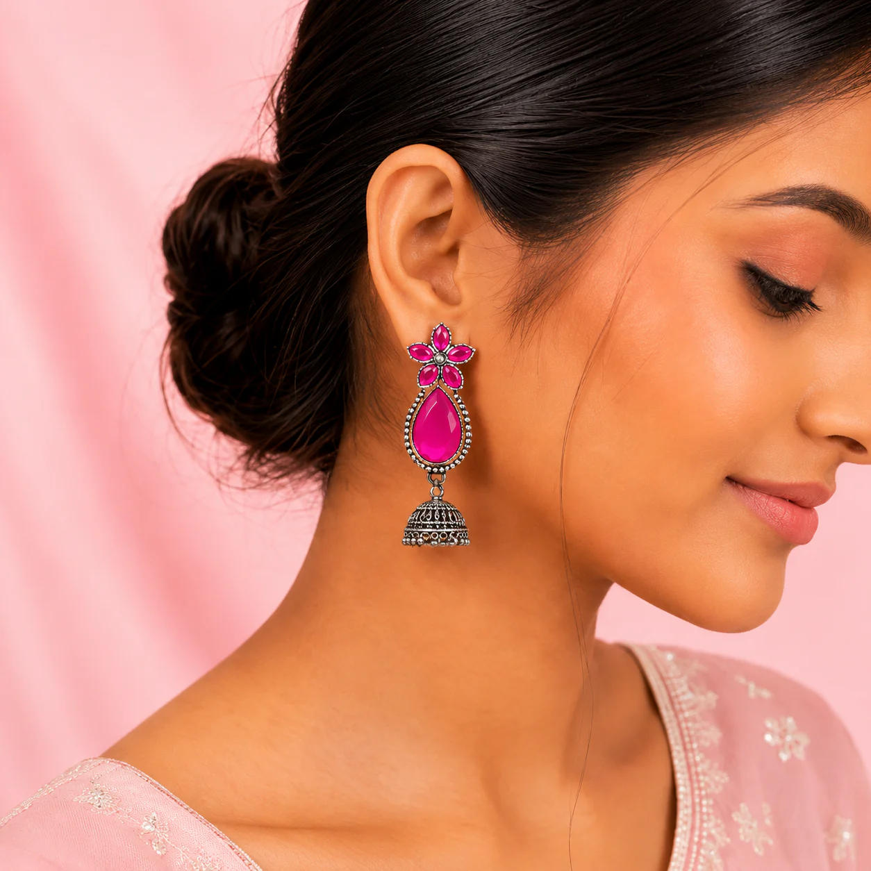12 Designer Colorful Jhumkas Mirror Box - Image 9