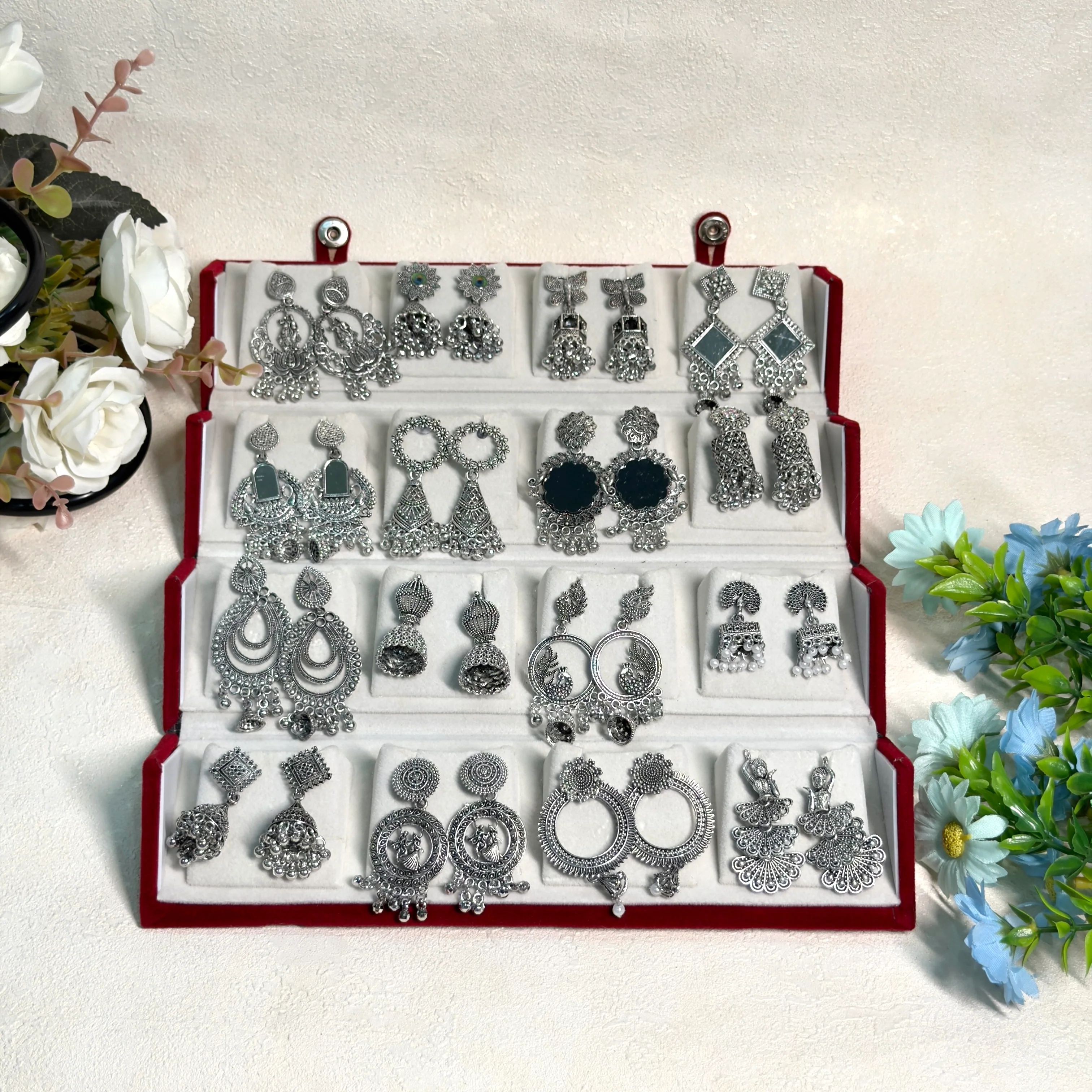 16 Pairs Fashionable Jhumka Earrings Combo Set for Women - Image 3