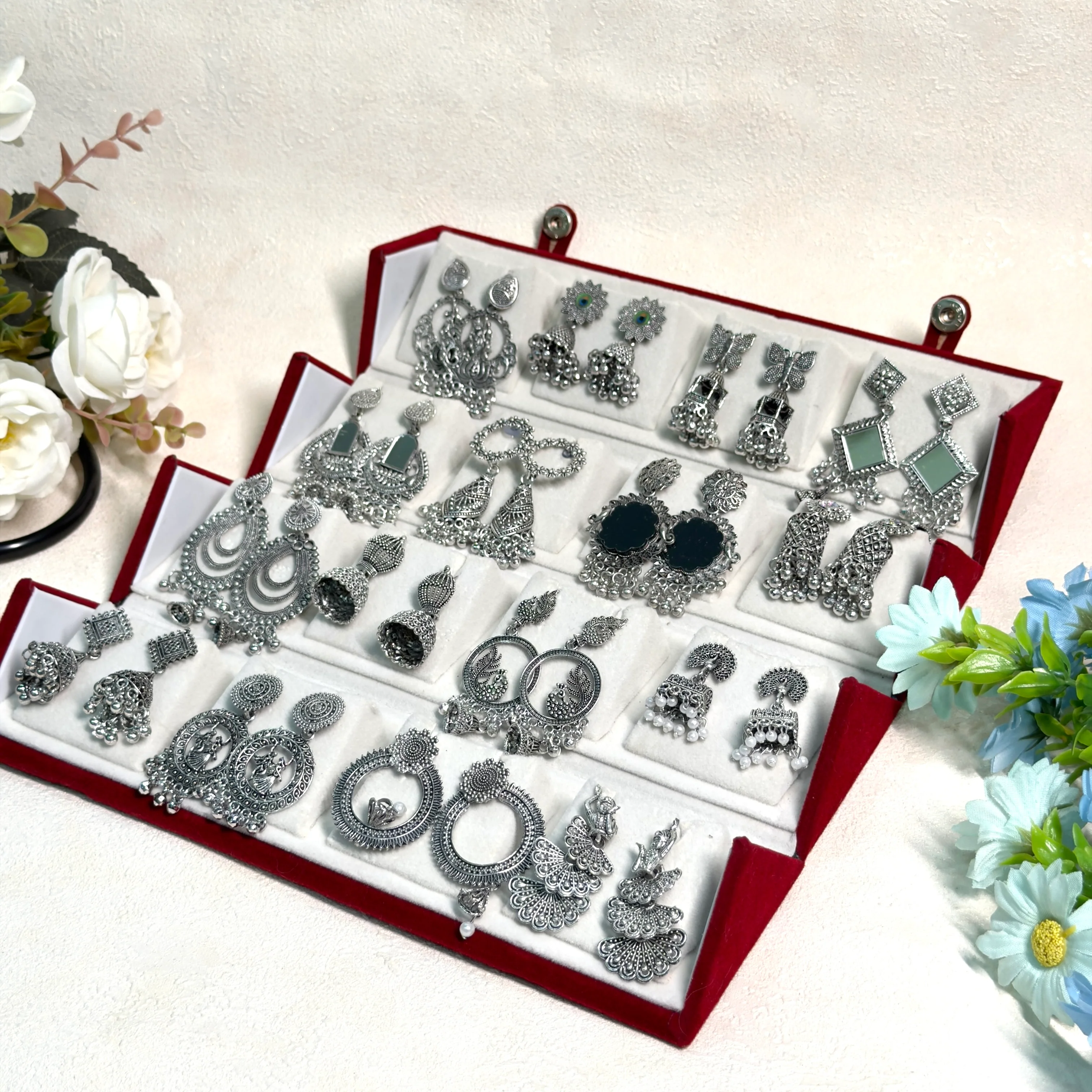 16 Pairs Fashionable Jhumka Earrings Combo Set for Women - Image 4