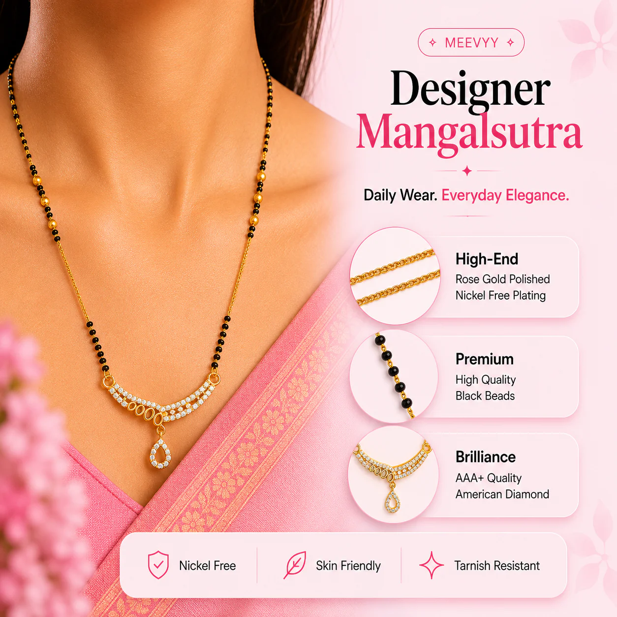 Crescent Charm Mangalsutra - Image 5