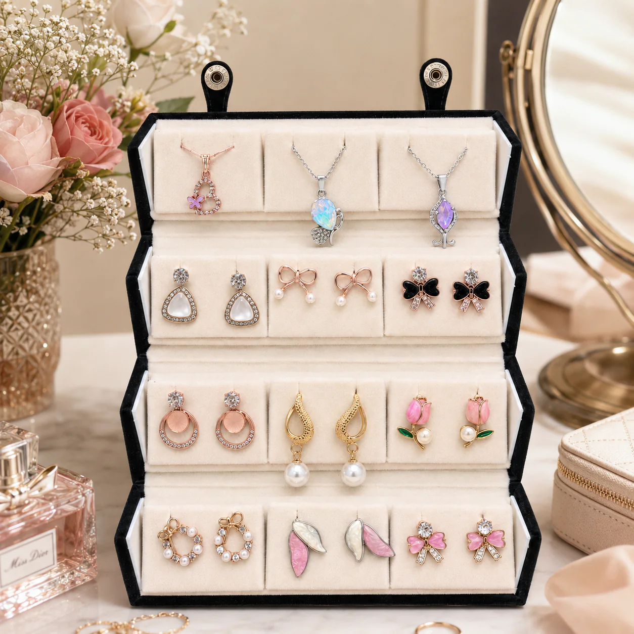 Set of 12 Stud Earrings with Pendants Box - Image 10