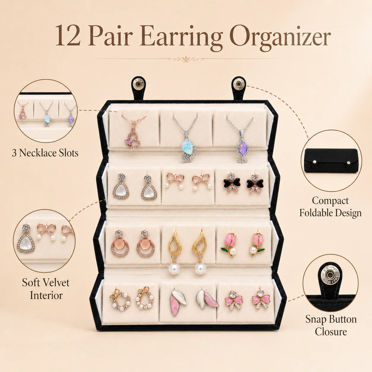 Set of 12 Stud Earrings with Pendants Box - Image 11
