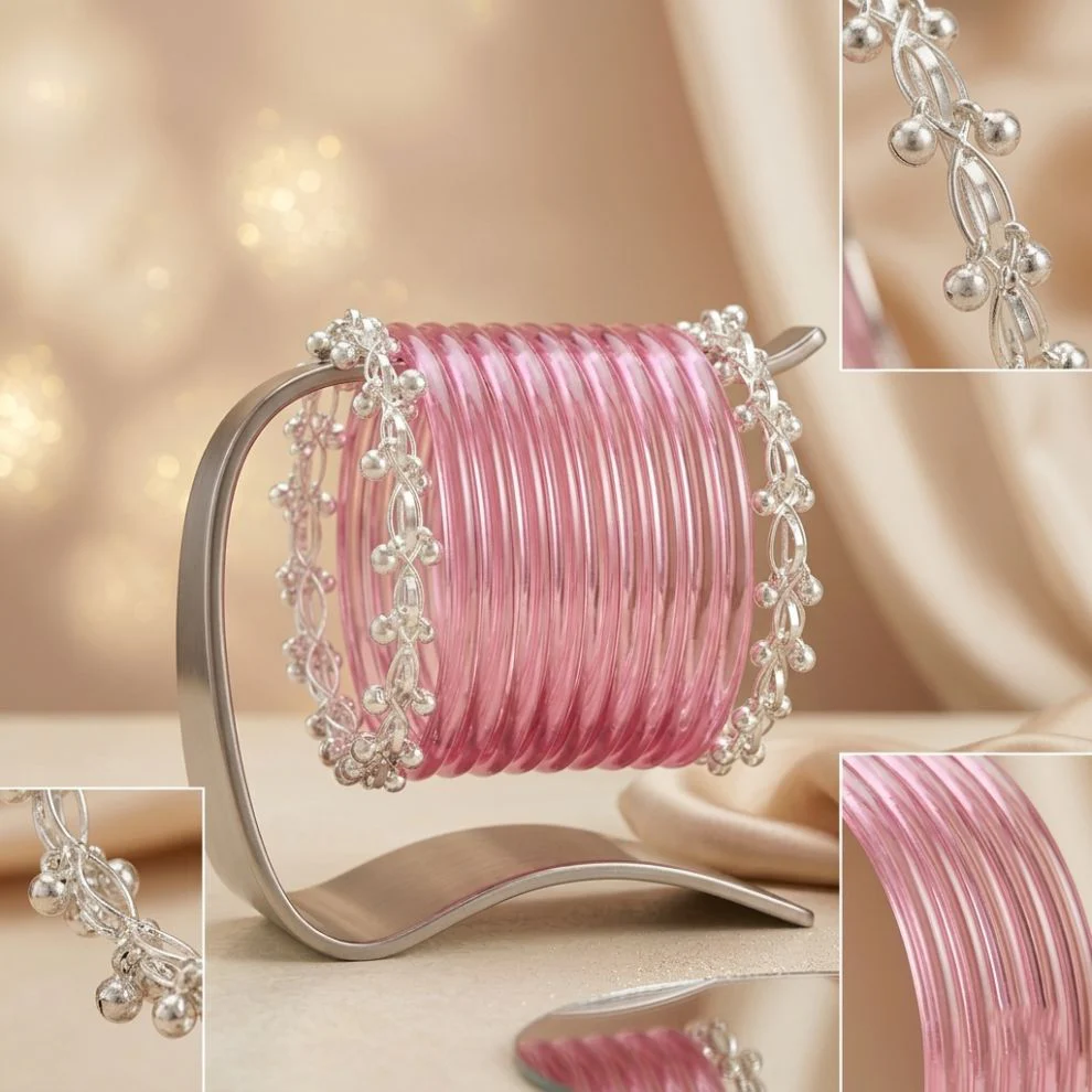 Transparent Glass Bangles with Ghungroo Charm - Image 11