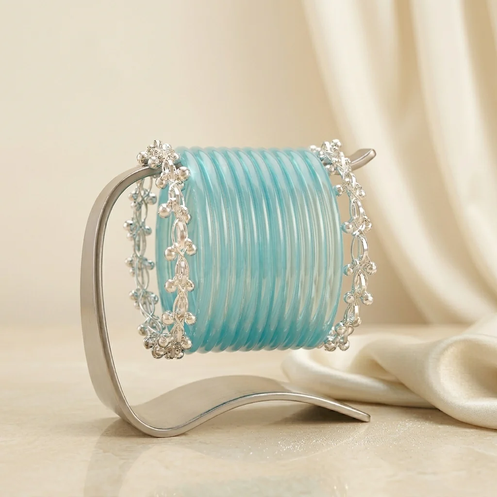 Transparent Glass Bangles with Ghungroo Charm - Image 3