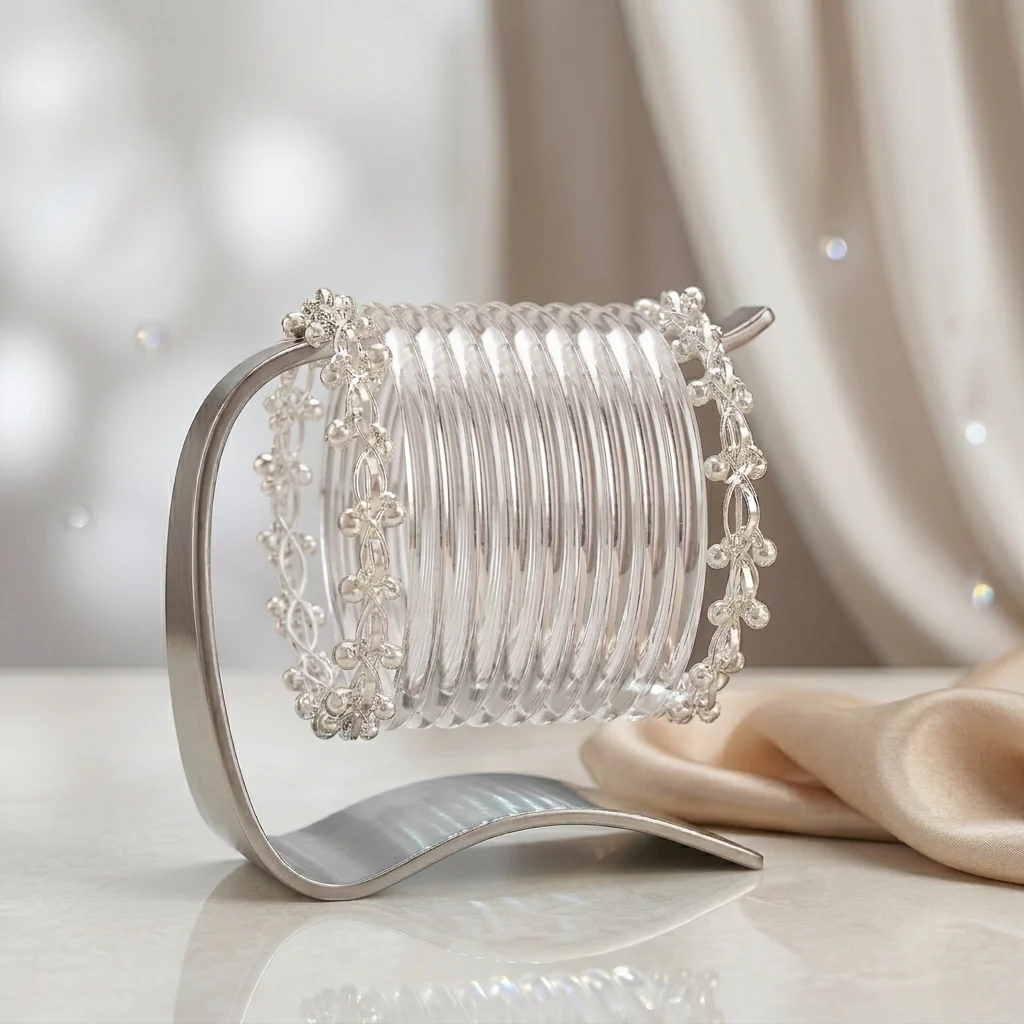 Transparent Glass Bangles with Ghungroo Charm - Image 4