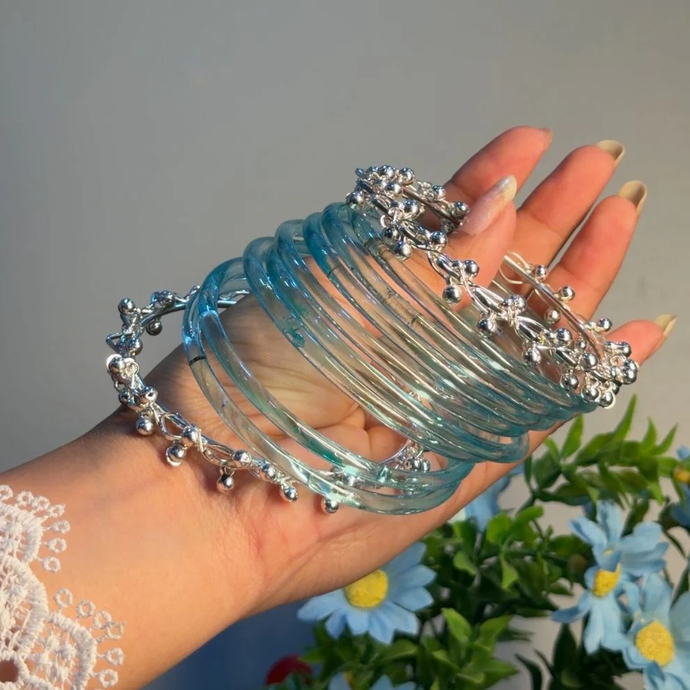 Transparent Glass Bangles with Ghungroo Charm - Image 7