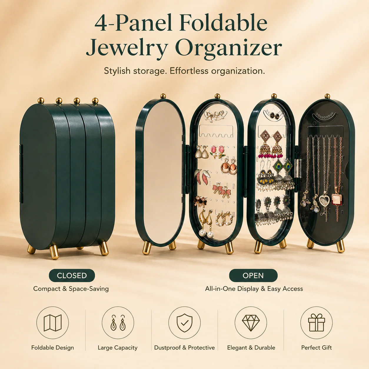Viral 3-fold elegant Green  Jewellery box - Image 10