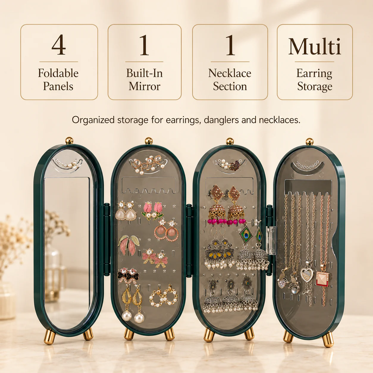 Viral 3-fold elegant Green  Jewellery box - Image 7