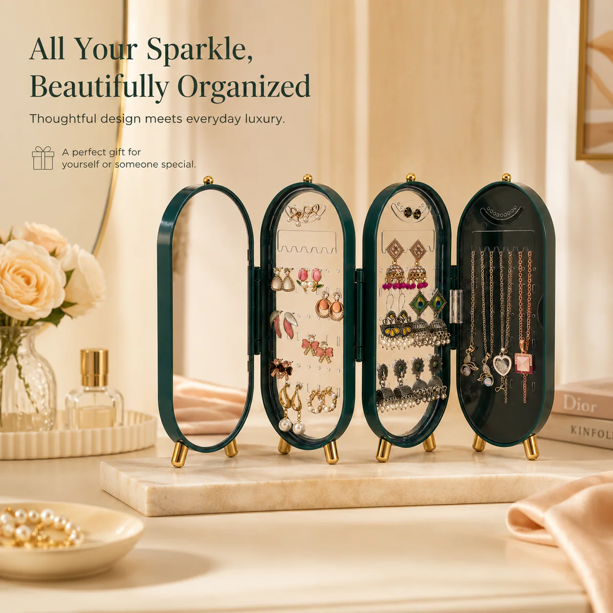 Viral 3-fold elegant Green  Jewellery box - Image 9